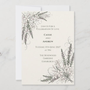 Convite de Casamento Botânico Lavanda Elegante