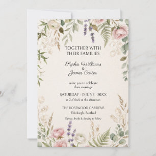 Convite de Casamento Botânico Lavanda Rosada