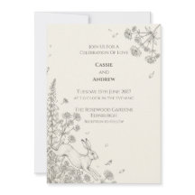 Convite de Casamento Botânico Lebre da Floresta