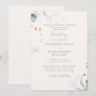 Convite de Casamento Botânico Light Champagne II