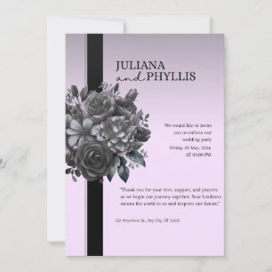 Convite de Casamento Botânico Lilás Preto Noir Jul