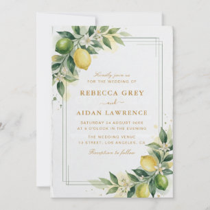 Convite de Casamento Botânico Limão Verde Aquarela