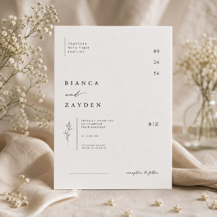 Convite de Casamento Botânico Minimalista.