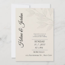 Convite de Casamento Botânico Minimalista