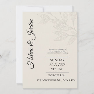 Convite de Casamento Botânico Minimalista