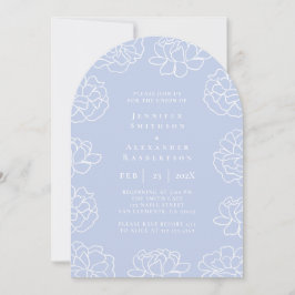 Convite de Casamento Botânico Minimalista Azul Ele