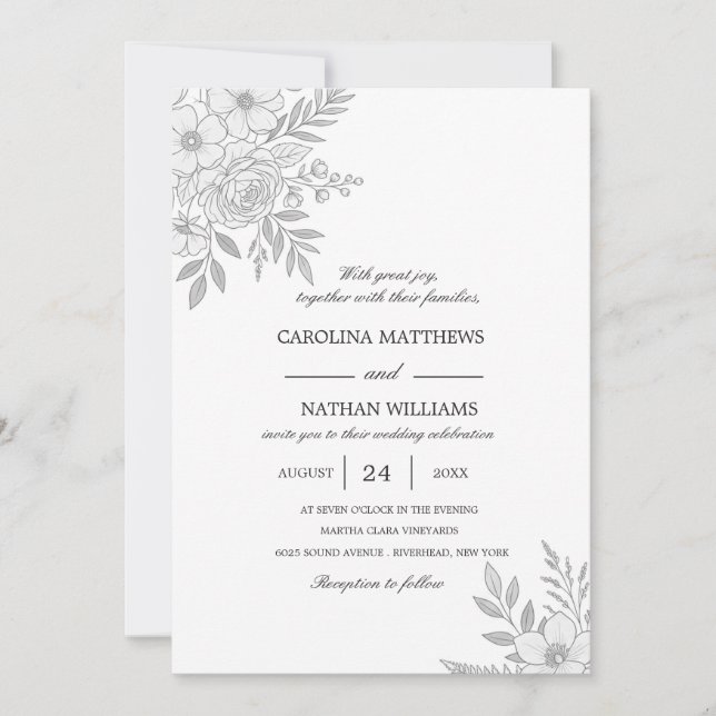 Convite de Casamento Botânico Minimalista Elegante (Frente)
