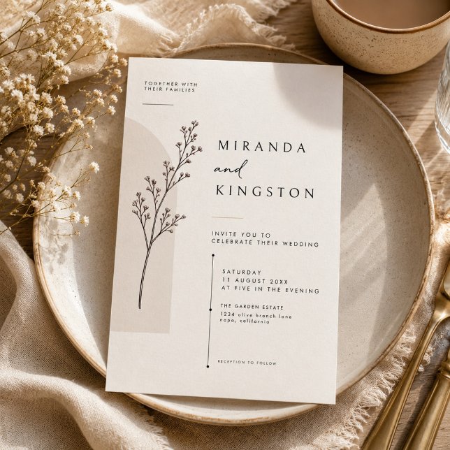 Convite de Casamento Botânico Minimalista Moderno (Criador carregado)