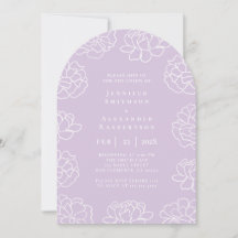 Convite de Casamento Botânico Minimalista Roxo