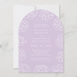 Convite de Casamento Botânico Minimalista Roxo