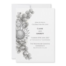 Convite de Casamento Botânico Monocromático Protea