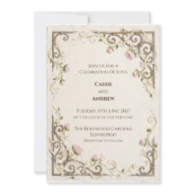Convite de Casamento Botânico Ornamentado Vintage