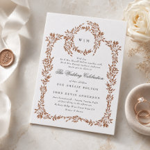 convite de casamento botânico preto e cobre formal