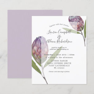 Convite de Casamento Botânico Protea Roxo Orçament
