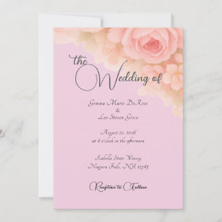 Convite de Casamento Botânico Rosa