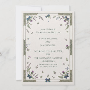 Convite de Casamento Botânico Roxo