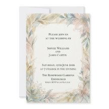 Convite de Casamento Botânico Sage Blush