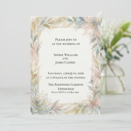 Convite de Casamento Botânico Sage Blush