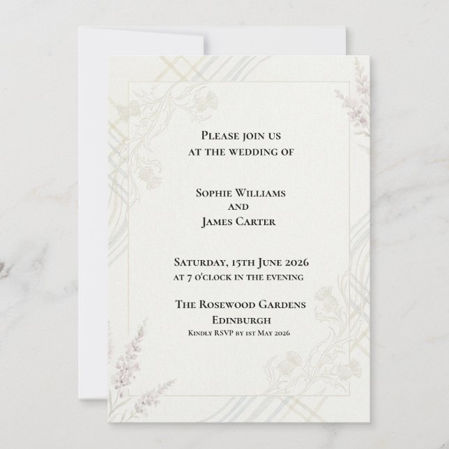 Convite de Casamento Botânico Sage Peach (Frente)