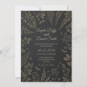 Convite de Casamento Botânico Samambaia de Bronze