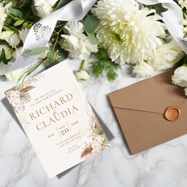 Convite de Casamento Botânico Terroso | Personaliz (- “romantic botanical wedding suite”)