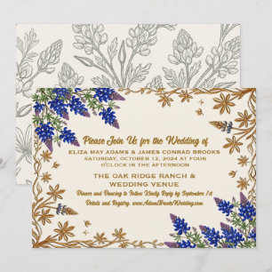 Convite de Casamento Botânico Texas Bluebonnet