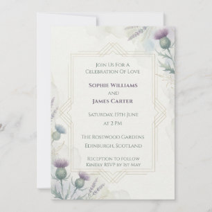 Convite de Casamento Botânico Thistle Roxo
