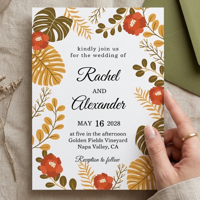 Convite de Casamento Botânico Tropical (Criador carregado)