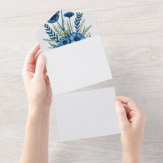 Convite de Casamento Botânico Tudo-em-Um  (Aba destacável)