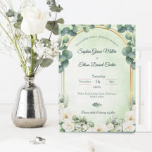 Convite de Casamento Botânico Verde Eucalipto