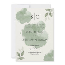 Convite de Casamento Botânico Verde Minimalista