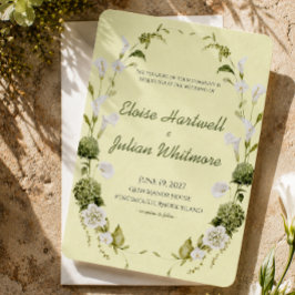 Convite de Casamento Botânico Verde Moderno