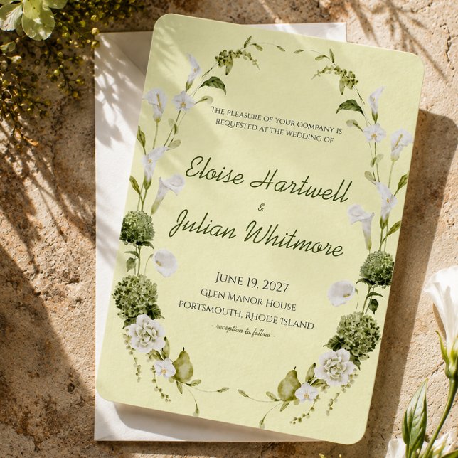 Convite de Casamento Botânico Verde Moderno (Criador carregado)