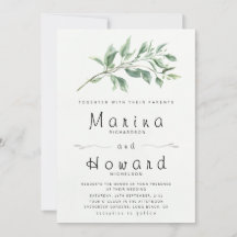 Convite de Casamento Botânico Verde Sage Editável
