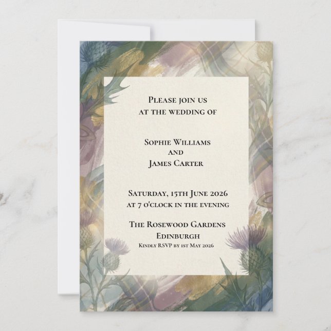 Convite de Casamento Botânico Verde Sombrio (Frente)