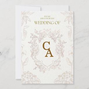 Convite de Casamento Botânico Vintage Flo Elegan
