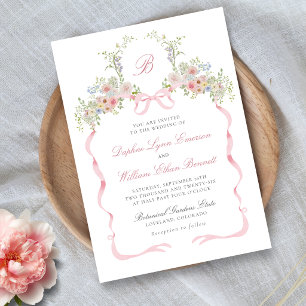 Convite de Casamento Bows and Wildflowers