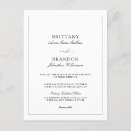 Convite de casamento Branco Branco Simples Elegant