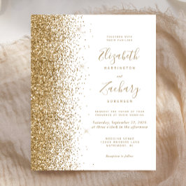 Convite de Casamento Branco com Brilho Dourado Eco