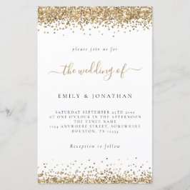 Convite de Casamento Branco com Brilho Dourado Eco