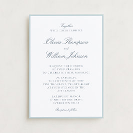 Convite de Casamento Branco com Detalhes em Azul C
