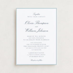 Convite de Casamento Branco com Detalhes em Azul C