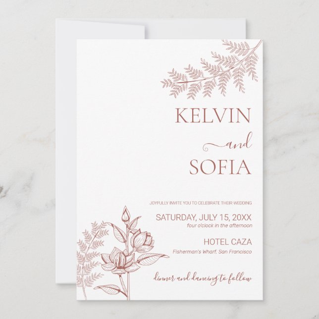 Convite de casamento branco Convite de casamento (Frente)