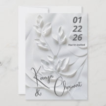 Convite de Casamento Branco e Bege Moderno – Botan