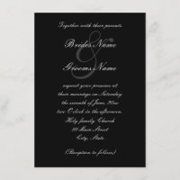 Convite de casamento branco e preto