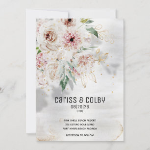 Convite de casamento branco e verde com brilho