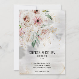 Convite de casamento Branco e Verde Esmagador