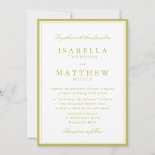 Convite de Casamento Branco Elegante com Verde Cít