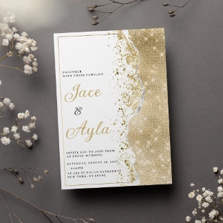 Convite de casamento branco luxuoso e sofisticado