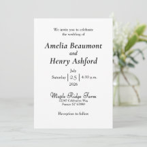 Convite de Casamento Branco Minimalista Elegante
